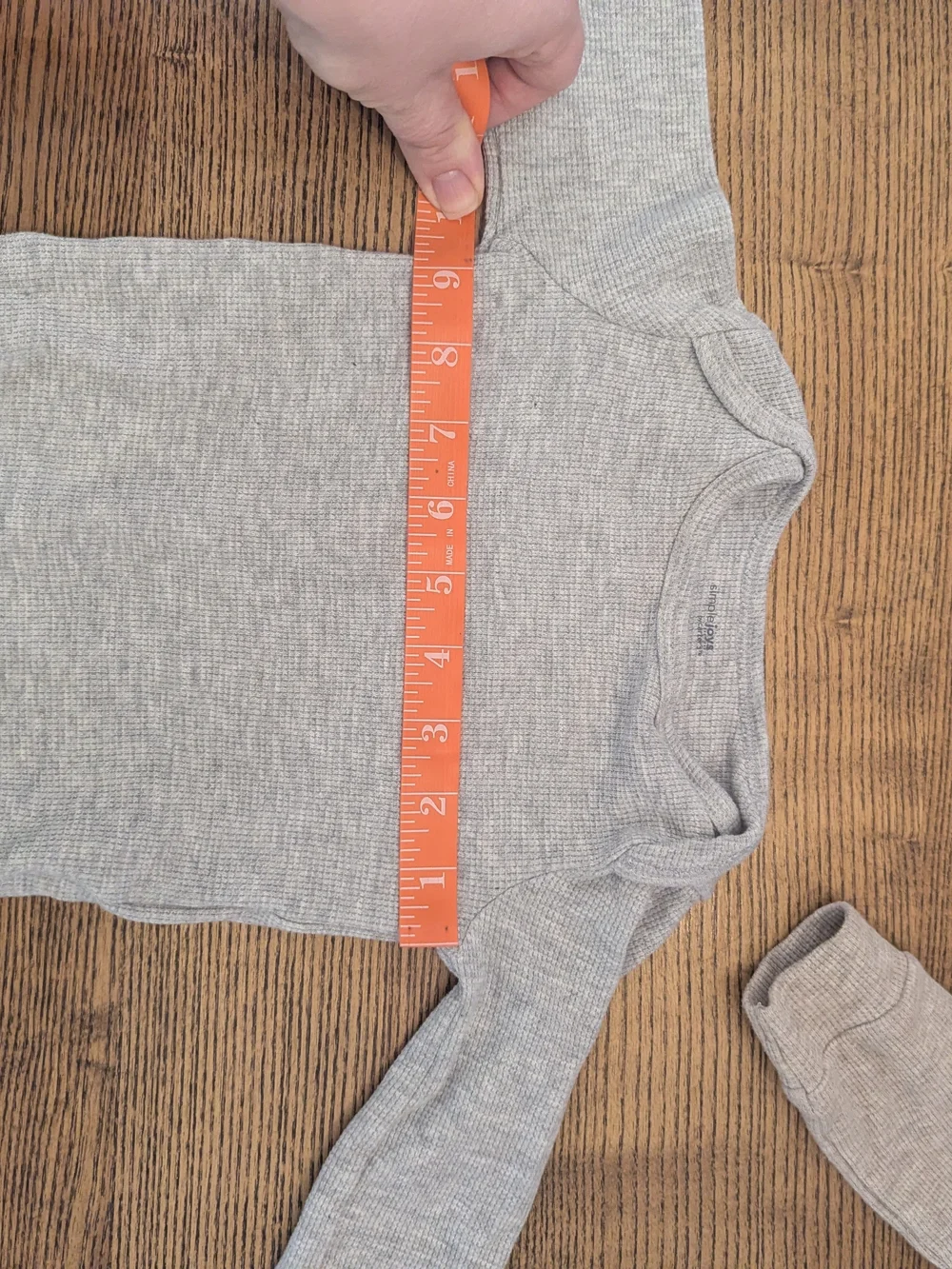 EUC Simple Joy Carters Baby Boy 18 month Waffle Knit Thermal Neutral LS Bodysuit